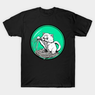 Cat Eating Spaghetti T-Shirt